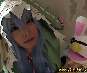 Japonasas cosplay bébé fodido até cumsprayed