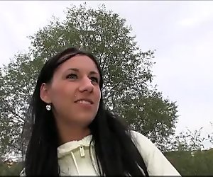 PublicAgent Long black haired babe fucks in public