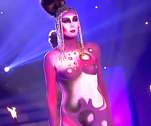 sexy girls nude body painting television show contest 