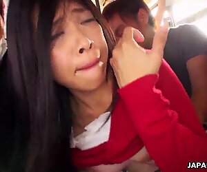 Japanese brunette, Aimi Nagano got fucked in the bus, uncensored