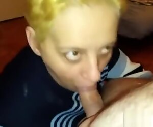 Mature wife blowjob and handjob with cum in mouth