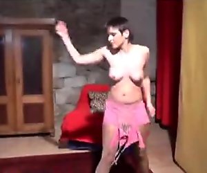 Wild lady with short haircut lapdances for horny guy