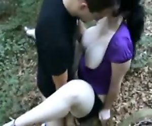 Forest blowjob fucking and facial