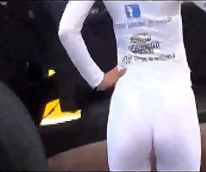 Hot Promoter white spandex thong ass